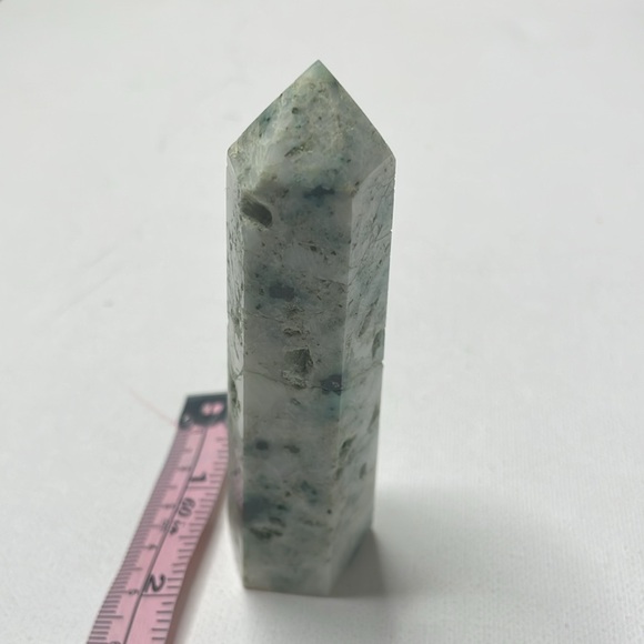 3.5" Fynchenite Phoenix Stone Malachite Turquoise Chrysocolla Tower - Picture 2 of 2